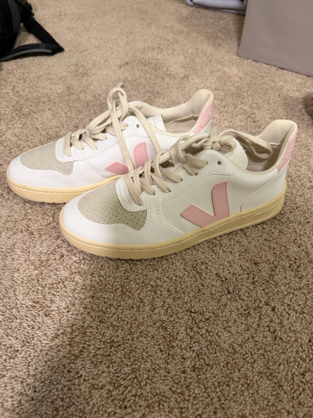 Veja Women Sneakers in Cream, Pink and Yellow Sole